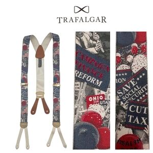 * RARE * Trafalgar Limited Edition Political Social Commentary Silk Suspenders